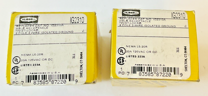 HUBBELL IG2310 RECEPTACLE 2POLE 3 WIRE 20A 125VAC/DC ****LOTOF2****