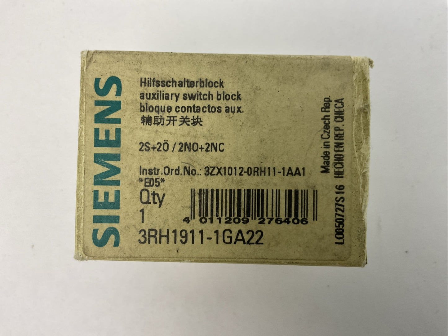 SIEMENS 3RH1911-1GA22 AUXILIARY SWITCH BLOCK