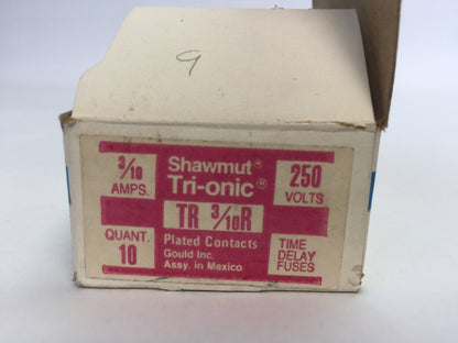 SHAWMUT TRI-ONIC TR3/10R TIME DELAY FUSE 3/10A 250VAC CLASS RK5 (BOX OF 10)