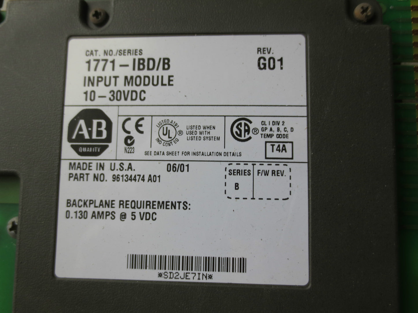 ALLEN-BRADLEY 1771-IBD/B INPUT MODULE 10-30VDC - Rev. G01