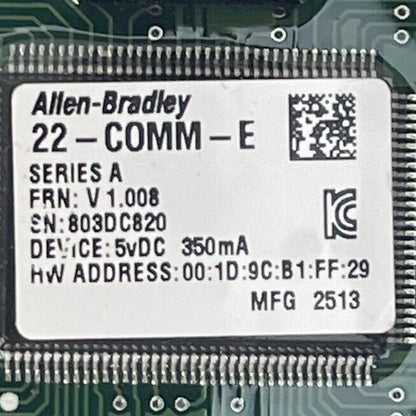 ALLEN BRADLEY 22-COMM-E POWER FLEX ETHERNET/IP ADAPTOR 5VDC 350mA FRN V 1.008
