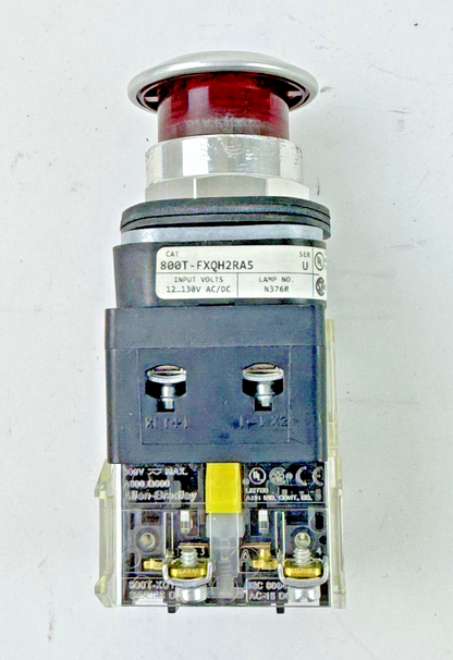ALLEN-BRADLEY - 800T-FXTQH2RA5 SER. U - RED MUSHROOM PUSH/PULL BUTTON W/ BLOCK