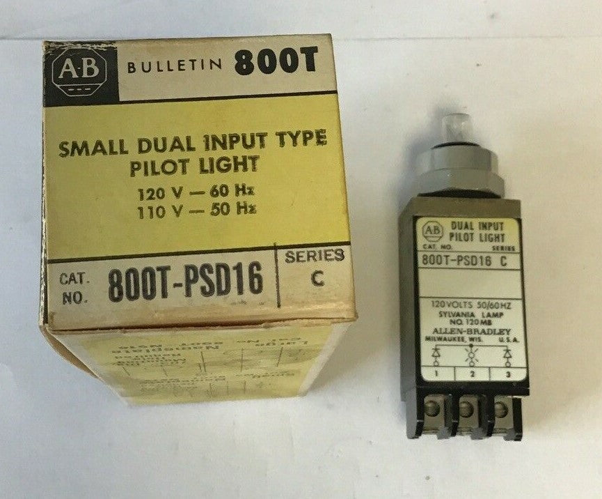 ALLEN BRADLEY 800T-PSD16 SMALL DUAL INPUT TYPE PILOT LIGHT SER.C 120V-60HZ