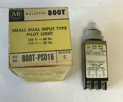 ALLEN BRADLEY 800T-PSD16 SMALL DUAL INPUT TYPE PILOT LIGHT SER.C 120V-60HZ