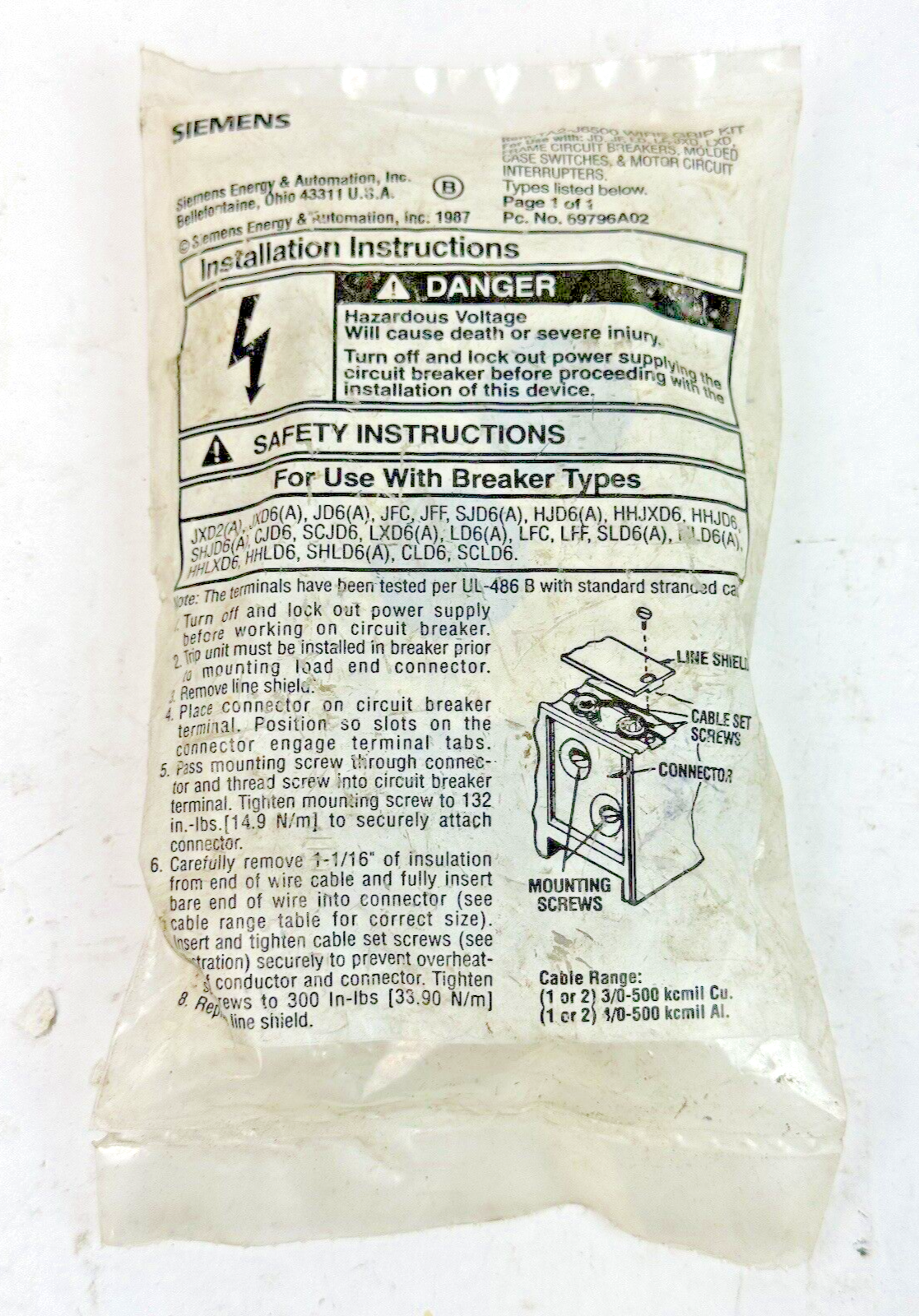 SIEMENS - TA2-J6500 - WIRE GRIP KIT - NEW OLD STOCK