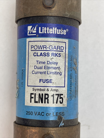 LITTELFUSE FLNR175 POWR-GARD DUAL ELEMENT TIME DELAY CLASS RK5 175A 250VAC FUSE