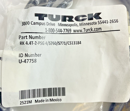 TURCK 4.4-2-PSG 4/S760/S771/CS13184 CORDSET