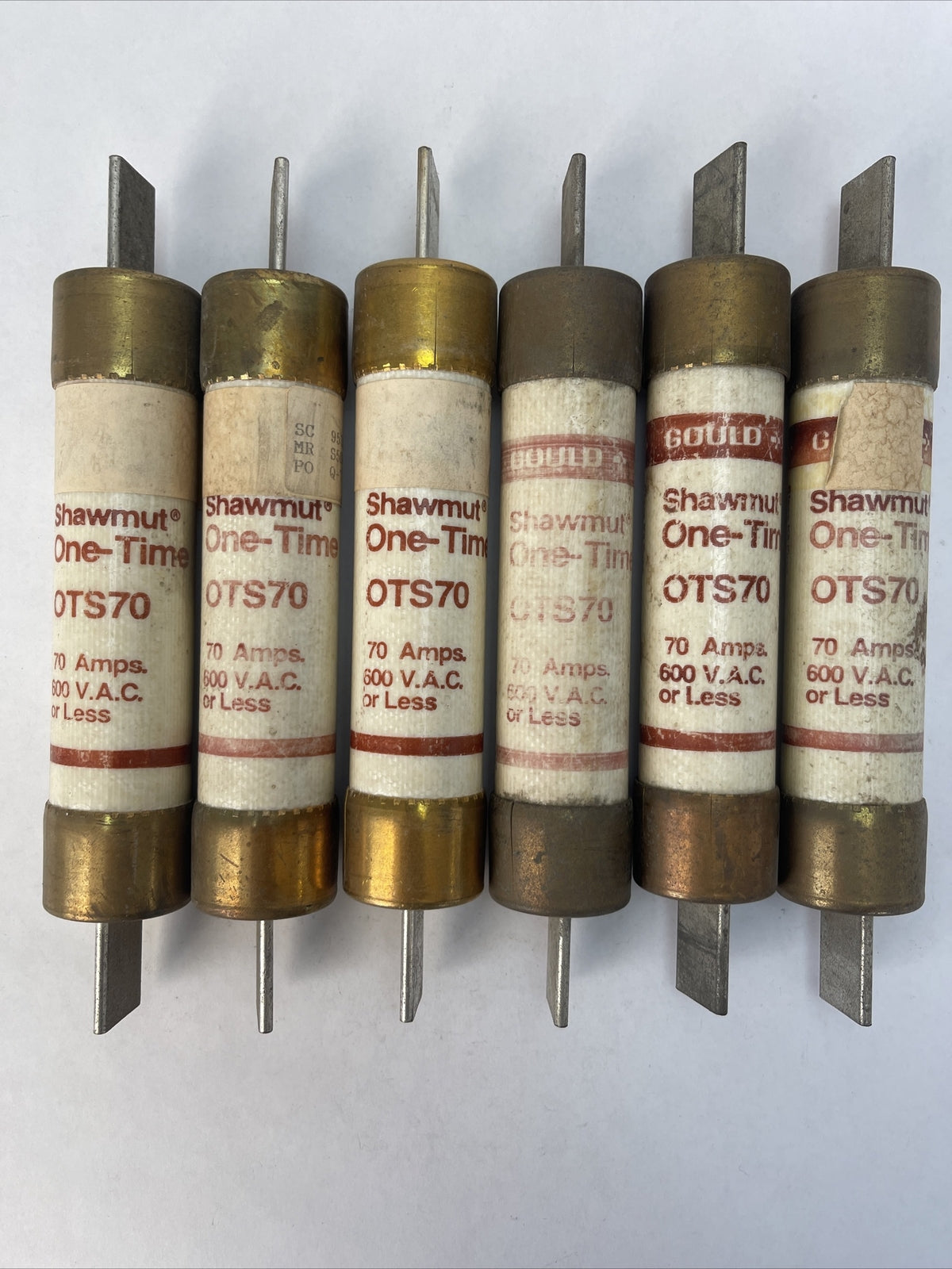 GOULD SHAWMUT OTS70 ONE-TIME FUSE 70AMP 600VAC (LOT OF 6)