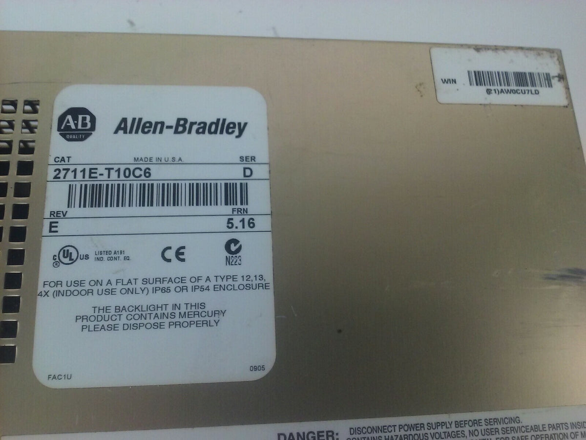 ALLEN BRADLEY 2711E-T10C6 SER. D REV. E  PANELVIEW 1000E TERMINAL FRN 5.16