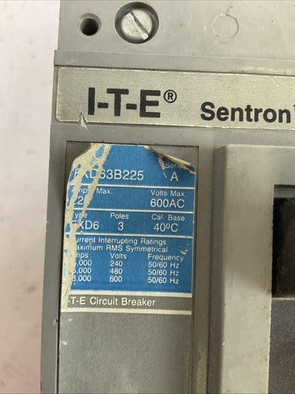 ITE FXD63B225 SENTRON SERIES CIRCUIT BREAKER 225AMP 600VAC 3POLE SIEMENS