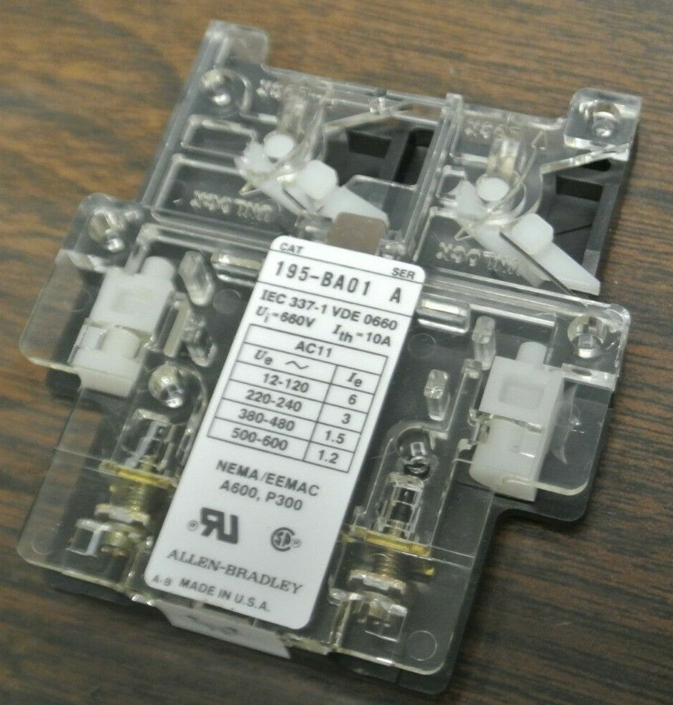 LOT of 5 / ALLEN-BRADLEY 195-BA01 AUXILIARY SWITCH / AUX. CONTACT / NEW SURPLUS