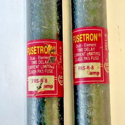 FUSETRON FRS-R-8 FUSES  8A 600V ***LOTOF2*** (FUSES MAY LOOK DIFFERENT)