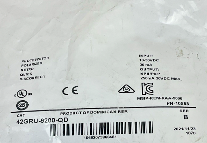 ALLEN BRADLEY 42GRU-9200-QD PHOTOSWITCH 10-30VDC SER.B