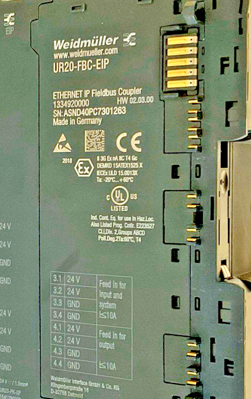 WEIDMULLER UR20-FBC-EIP ETHERNET GATEWAY HW:01.21.00