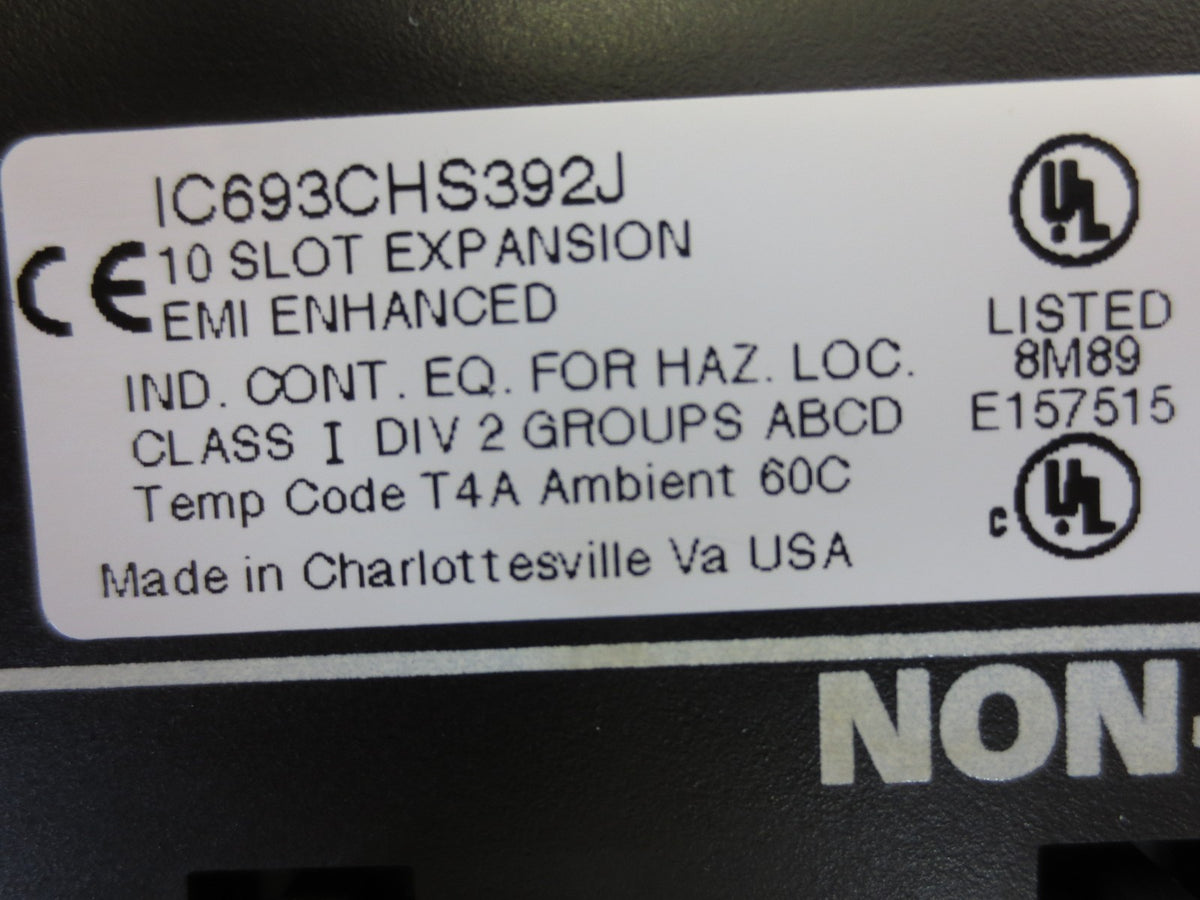 GE FANUC IC693CHS392J BASE 10-SLOT EXPANSION EMI ENHANCED