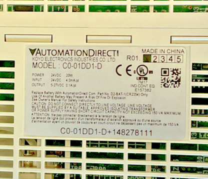 KOYO C0-01DD1-D PLC MODULE AUTOMATION DIRECT  24VDC 20W CLICK
