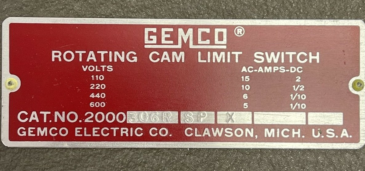 GEMCO 2000306RSPX ROTATING CAM LIMIT SWITCH 600V