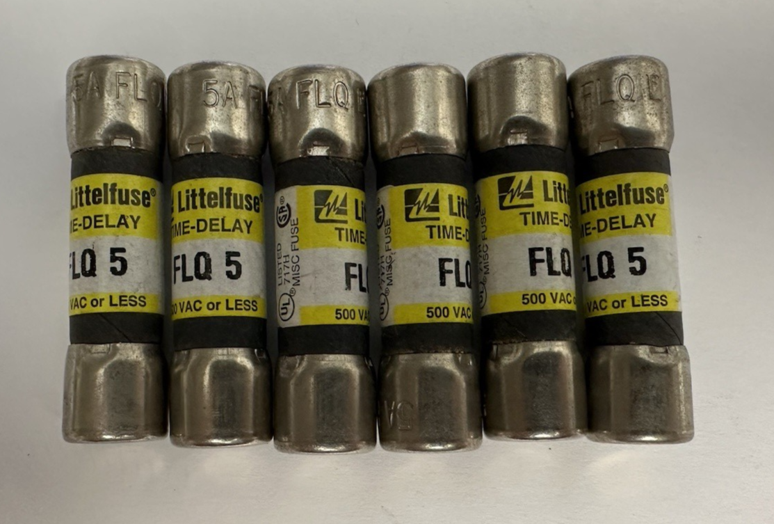 LITTELFUSE FLQ-5 5 AMP 500VAC TIME-DELAY FUSE *LOT OF 6*