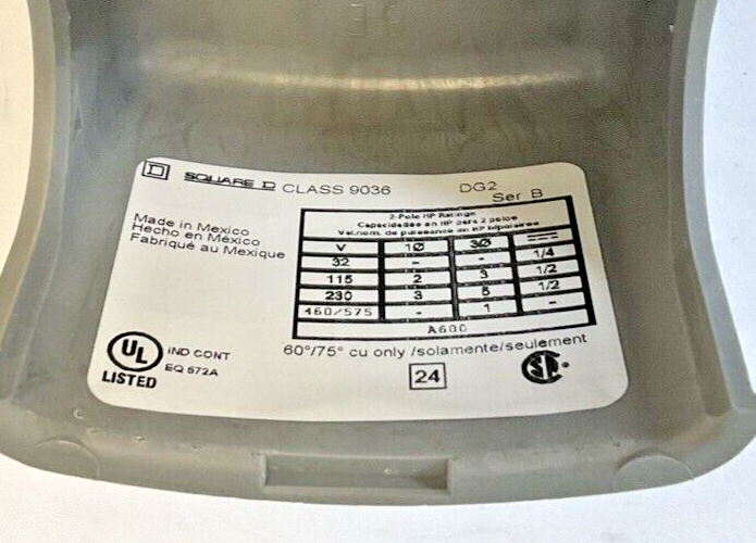 SQUARE D 9036 DG2 FLOAT SWITCH SER.B