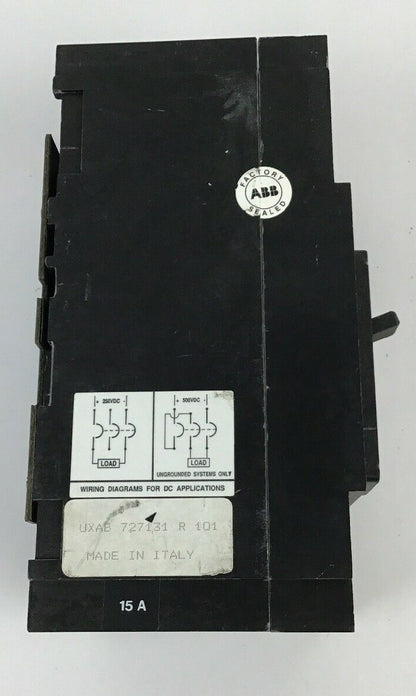 ABB UXAB 727131 R 101 15AMP CIRCUIT BREAKER 500VDC 3POLE TYPE ES 480VAC