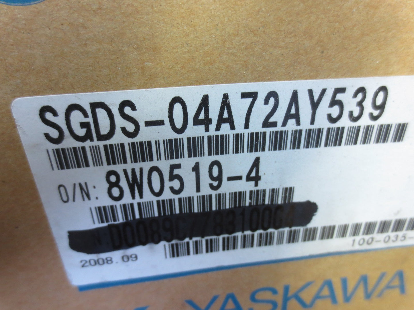 YASKAWA SGDS-04A72AY539 AC SERVOPACK OUTPUT: 0-23VAC, 0-300Hz 2.8A