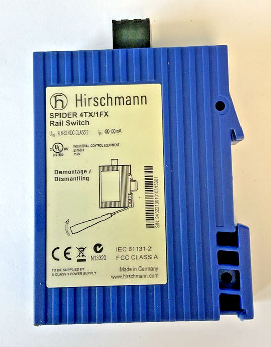 HIRSCHMANN SPIDER 4TX/1FX RAIL SWITCH 24V 32VDC