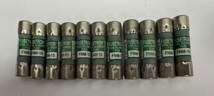 BUSSMANN FNM-10 FUSETRON TIME DELAY FUSE 10 AMP 250VAC LOT OF 11