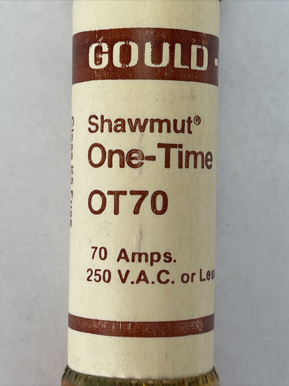 GOULD SHAWMUT OT70 ONE-TIME FUSE 70AMP 250VAC CLASS K5 (LOT OF 5)