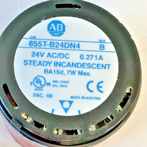 ALLEN BRADLEY 855T-BMM25C W/855T-B24DN4 STACK LIGHT 24VAC/DC SER.B *NO BULB*