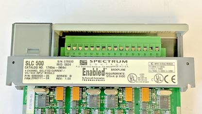 SPECTRUM CONTROLS 1746SC-INI4VI 4 CHANNEL INPUT MODULE SER.D REV.1.03 SLC500