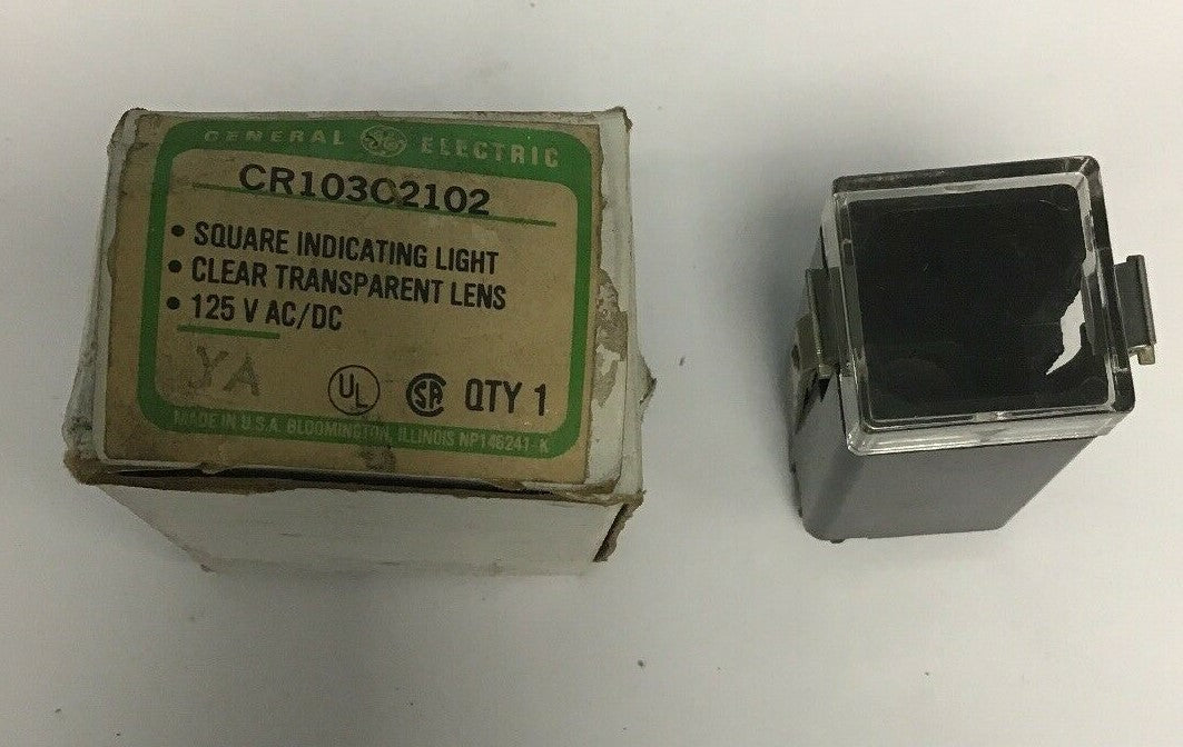 GE CR103C2102 SQUARE INDICATING LIGHT CLEAR LENS 125VAC/DC