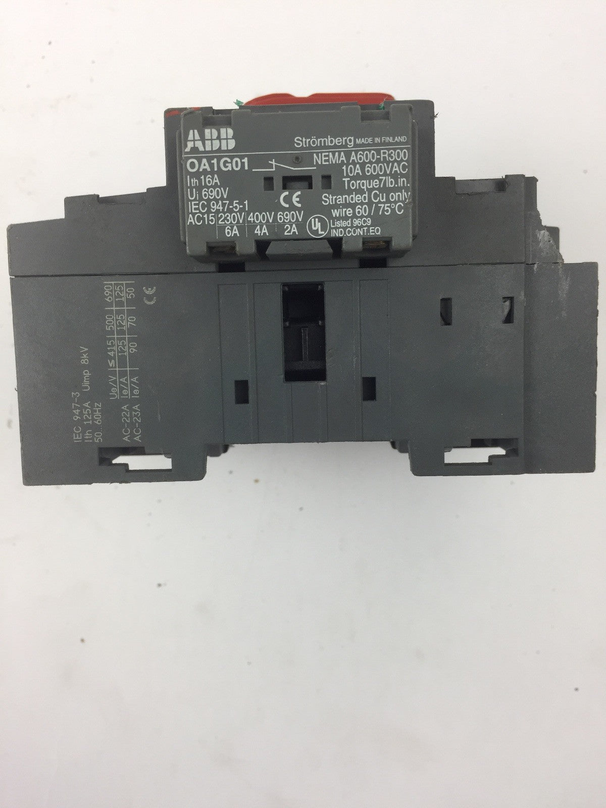 ABB OT125E3 GENERAL PURPOSE SWITCH 600 VAC 100 A W/2 OA1G01 AUXILIARY CONTACTS