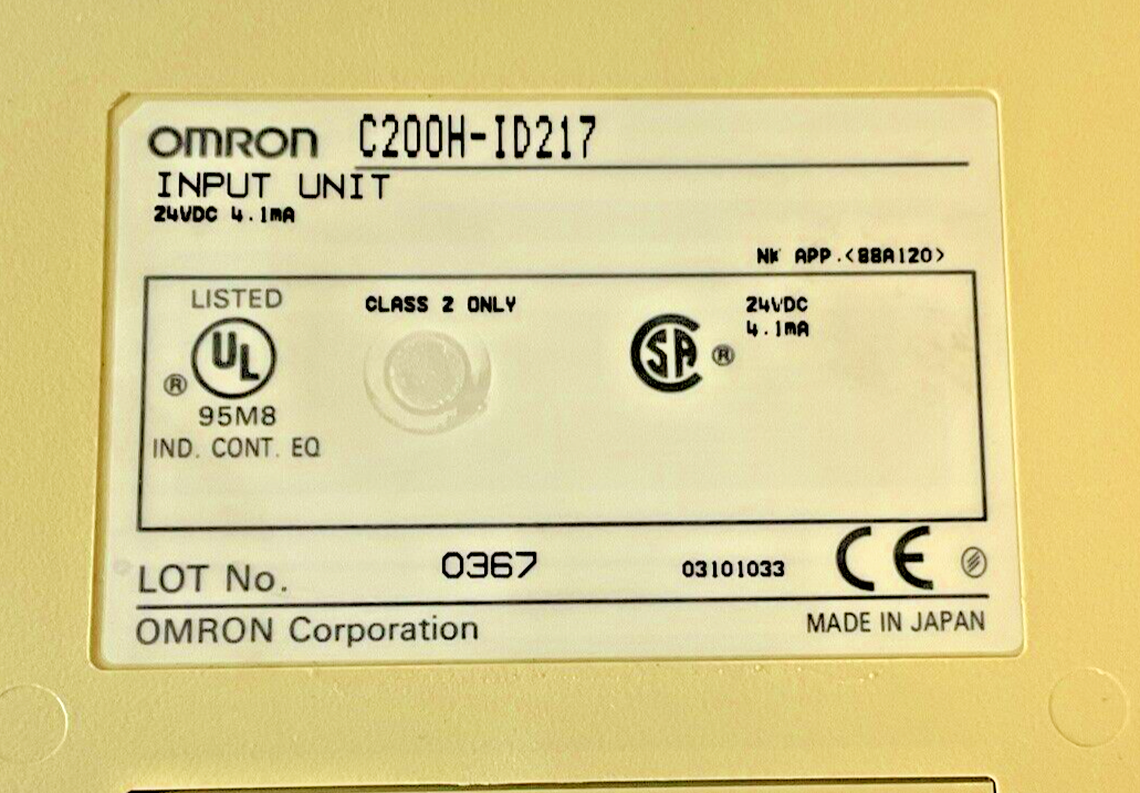 OMRON C200H-ID217 INPUT UNIT 24VDC 4.1MA***LOTOF3***
