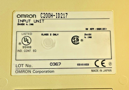 OMRON C200H-ID217 INPUT UNIT 24VDC 4.1MA***LOTOF3***