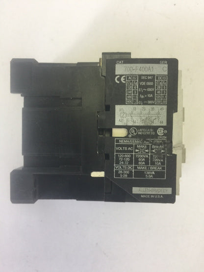 ALLEN BRADLEY 700-F400A1 CONTACTOR SER C HA473 COIL 120V 60HZ 110V 50HZ