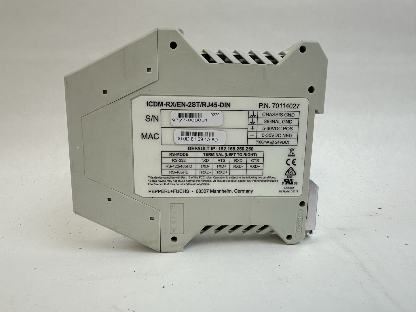 PEPPERL+FUCHS ICDM-RX/EN-2ST/RJ45-DIN P/N 70114027 ETHERNET/IP GATEWAY