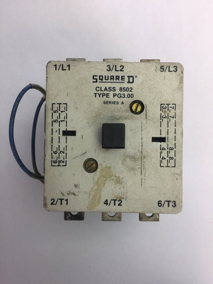 SQUARE D 8502 PG3.00 CONTACTOR 600VAC 100A 60HP 3 POLE 3 PHASE