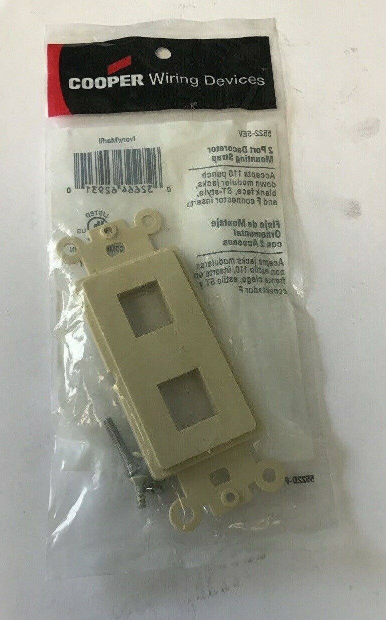 COOPER WIRING DEVICES 5522-5EV IVORY 2 PORT DECORATOR MOUNTING STRAP***LOTOF9***
