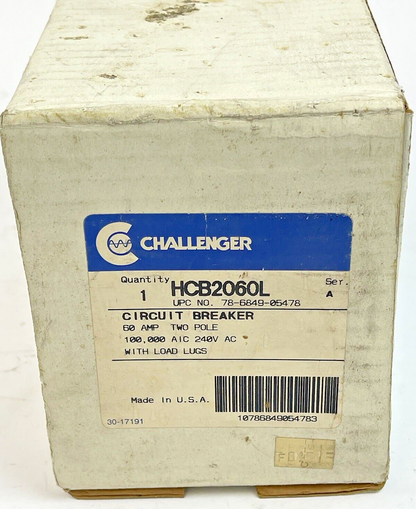 CHALLENGER - HCB2060L SERIES A -  CIRCUIT BREAKER - 60A/2 POLE/240 VAC