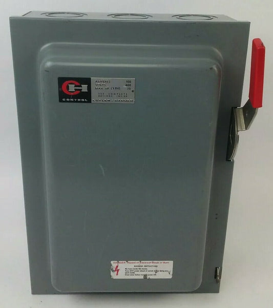 CUTLER HAMMER DH363U NON FUSIBLE H.D. SAFETY SWITCH 3P 100A 600VAC/250VDC 75HP