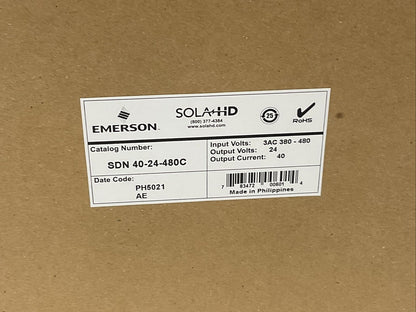 EMERSON SOLA SDN 40-24-480C POWER SUPPLY OUTPUT 24VDC INPUT 380-480VAC