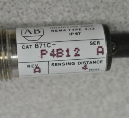 ALLEN-BRADLEY 871C-P4B12 CYLINDRICAL INDUCTIVE PROXIMITY SWITCH / 10-30VDC 12mm