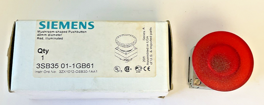 SIEMENS 3SB35 01-1GB61 MUSHROOM-SHAPED PUSHBUTTON