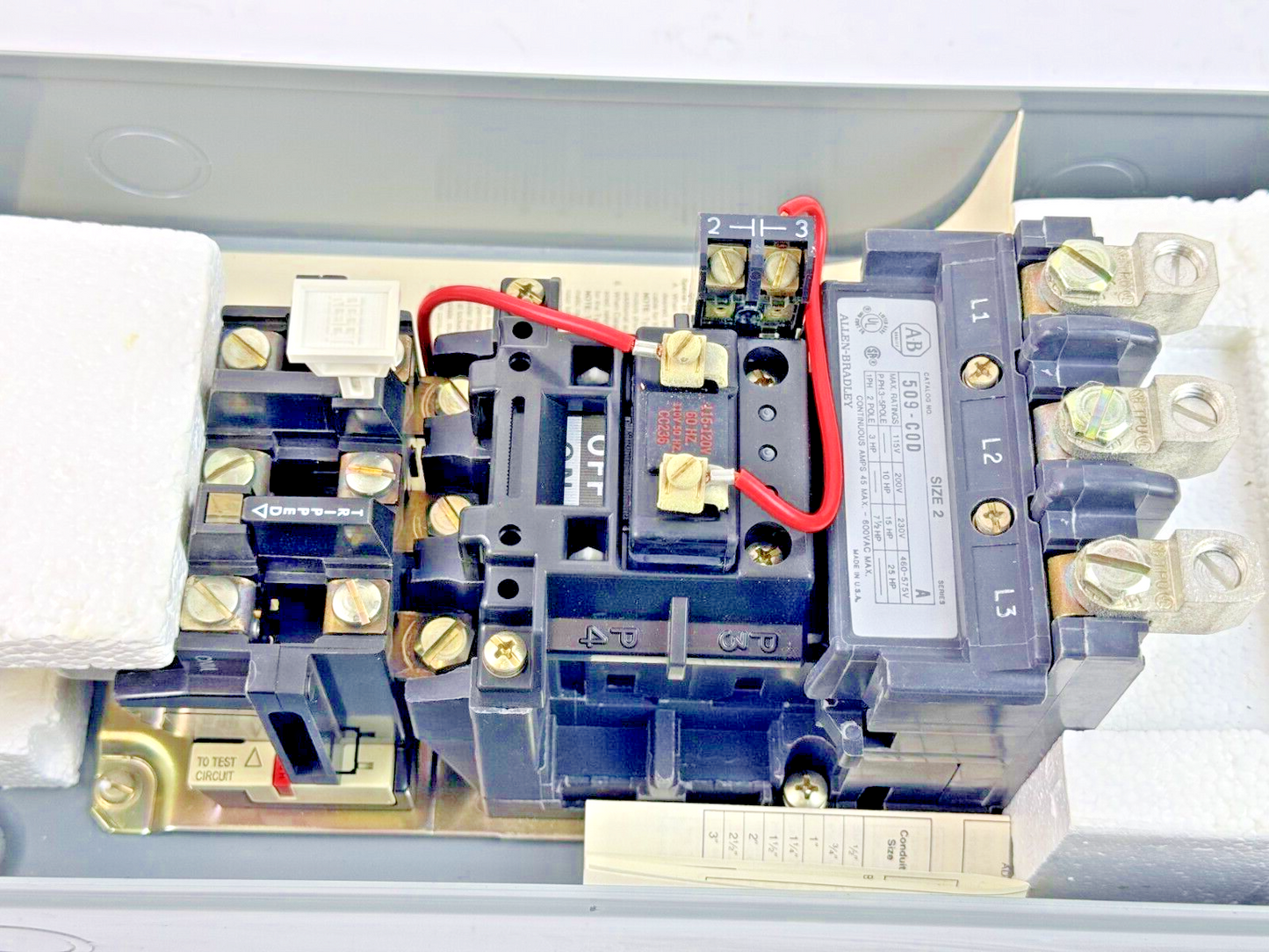 ALLEN-BRADLEY - 509-CAD SER. A -MAG MOTOR CONTROLLER W/ TYPE 1 ENC 120V COIL-NEW