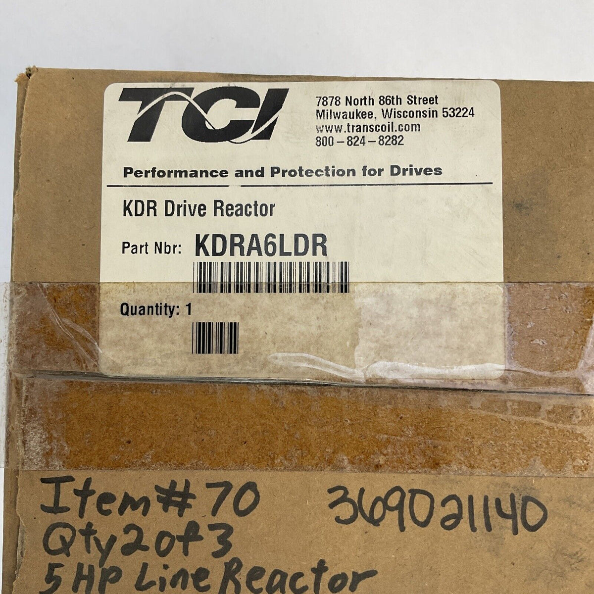 TCI KDRA6LDR KDR DRIVE REACTOR