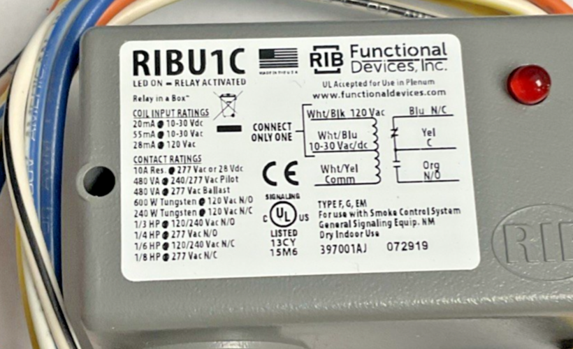 FUNCTIONAL DEVICES RIBU1C RELAY 120VAC 30VDC