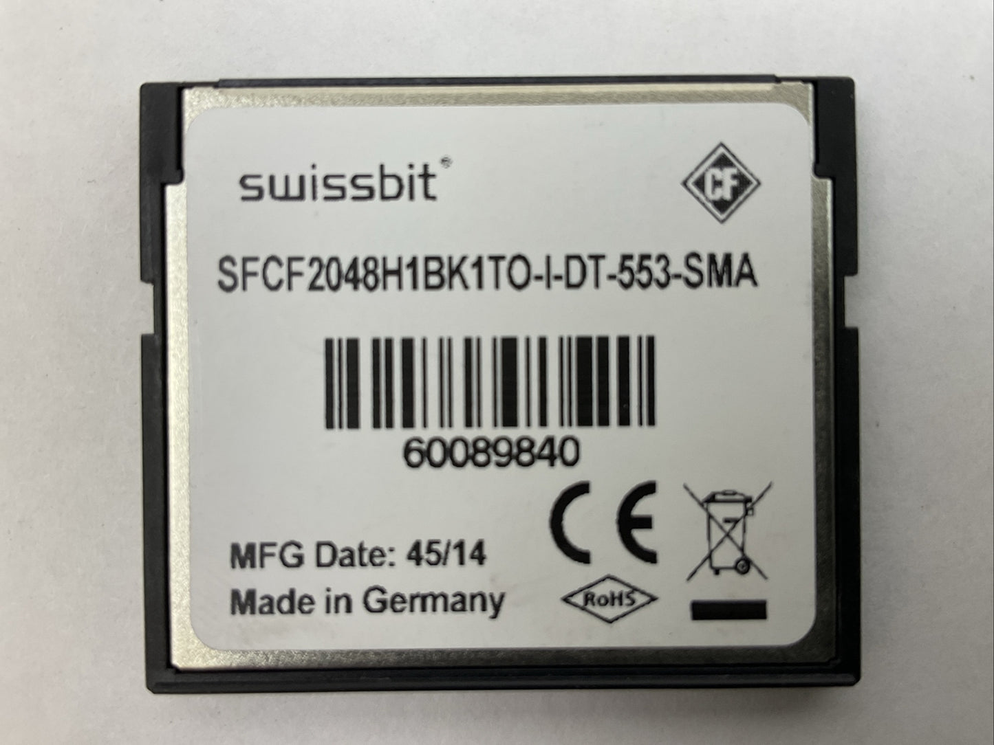 NORDSON 1034283 VER 3.8.6.8 SWISSBIT SFCF2048H1BK1TO-I-DT-553-SMA 2GB COMPACT