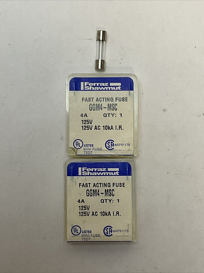 FERRAZ SHAWMUT GGM4-MSC FAST ACTING FUSE 4A 125VAC (10 TOTAL FUSES)