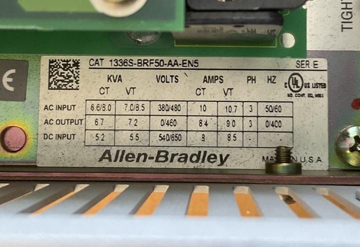 ALLEN BRADLEY 1336S-BRF50-AA-EN5 SER E 1336 PLUS SENSORLESS VECTOR DRIVE