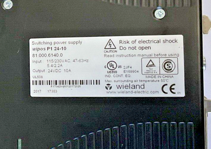 WIELAND WIPOS P1 24-10 POWER SUPPLY 24V 10A